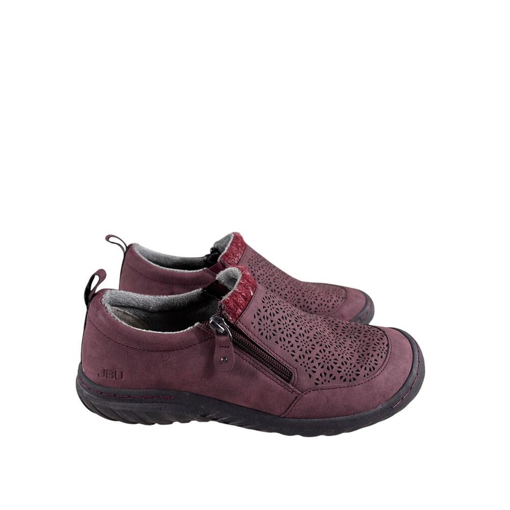 JBU by Jambu Amber Oxford Flat Shoes‎ Women's Size 9M Burdgundy Faux Fur Lining
